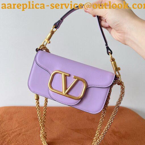 Replica Valentino Small Loco Shoulder Bag in Wisteria Calfskin 9