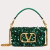 Replica Valentino Small Loco Shoulder Bag with Rhinestone Applique 13