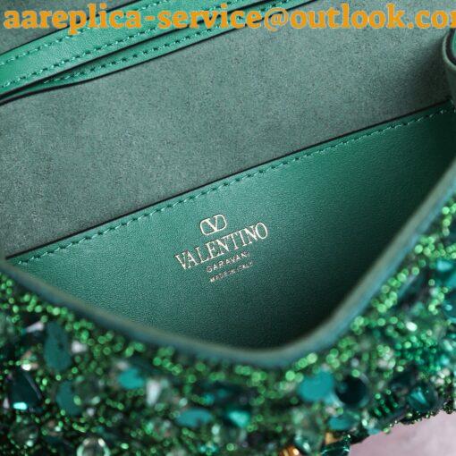 Replica Valentino Small Loco Shoulder Bag with Green 3D-effect Embroidery 8