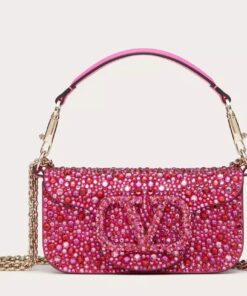 Replica Valentino Small Loco Shoulder Bag with Rhinestone Applique