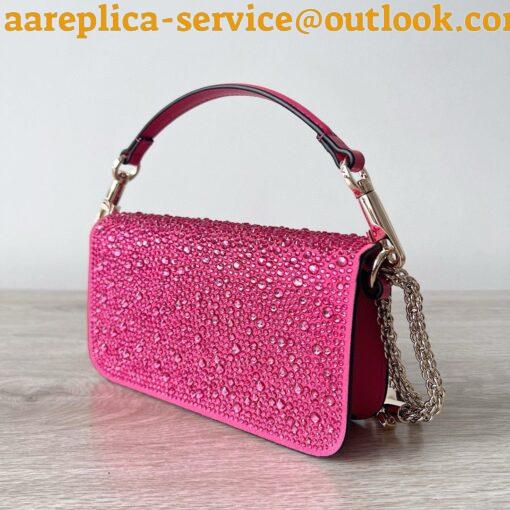 Replica Valentino Small Loco Shoulder Bag with Rhinestone Applique 4