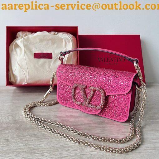 Replica Valentino Small Loco Shoulder Bag with Rhinestone Applique 6