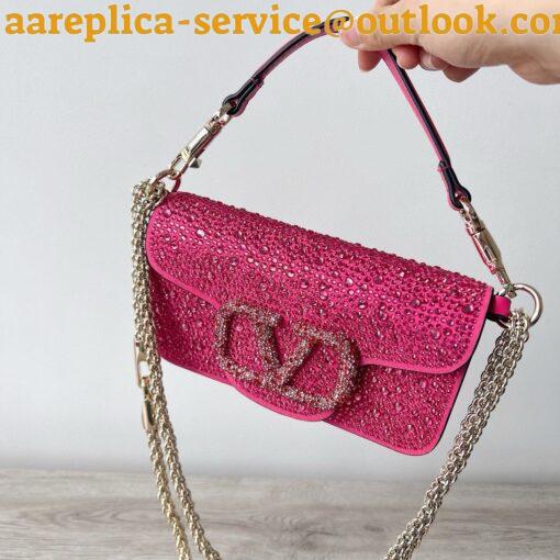 Replica Valentino Small Loco Shoulder Bag with Rhinestone Applique 10