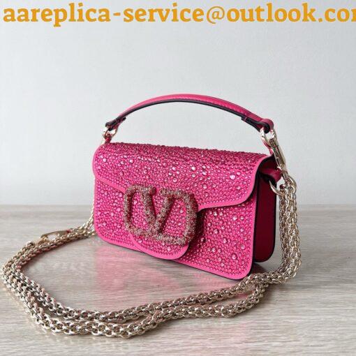 Replica Valentino Small Loco Shoulder Bag with Rhinestone Applique 11