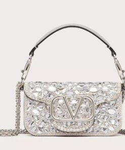 Replica Valentino Small Loco Shoulder Bag with Silver Crystals