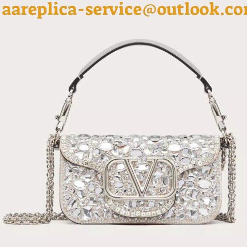 Replica Valentino Small Loco Shoulder Bag with Silver Crystals