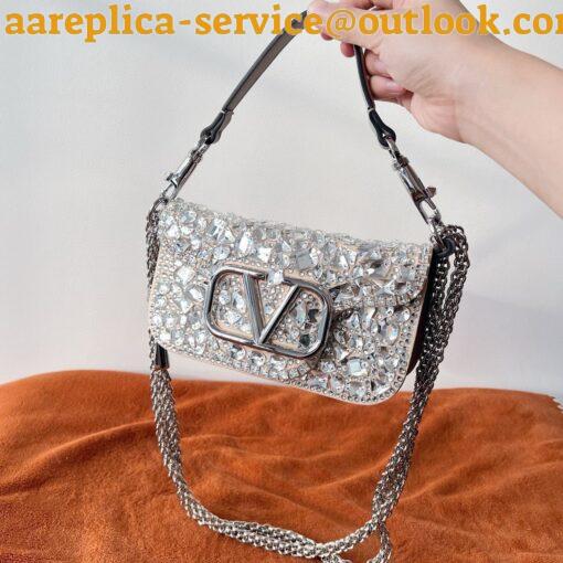 Replica Valentino Small Loco Shoulder Bag with Silver Crystals 4