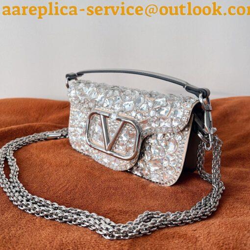 Replica Valentino Small Loco Shoulder Bag with Silver Crystals 5