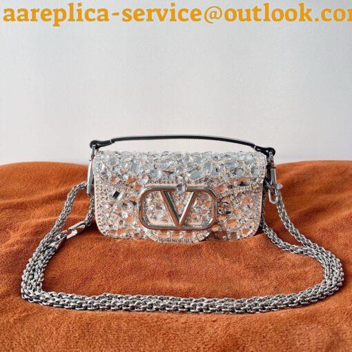 Replica Valentino Small Loco Shoulder Bag with Silver Crystals 7