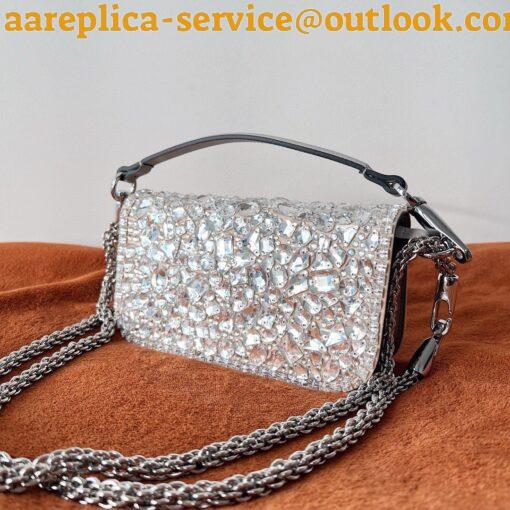 Replica Valentino Small Loco Shoulder Bag with Silver Crystals 10