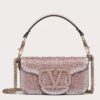 Replica Valentino Small Loco Shoulder Silver Bag with Rhinestone Applique 11