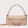 Replica Valentino Small Loco Shoulder Pink Bag with Rhinestone Applique 13