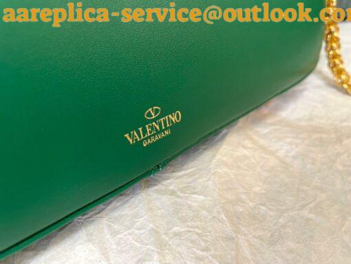 Replica Valentino Stud Sign Shoulder Bag In Green Nappa Leather 3