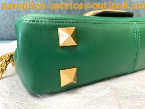 Replica Valentino Stud Sign Shoulder Bag In Green Nappa Leather 4