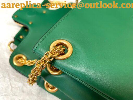 Replica Valentino Stud Sign Shoulder Bag In Green Nappa Leather 5