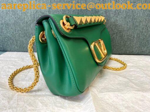 Replica Valentino Stud Sign Shoulder Bag In Green Nappa Leather 6