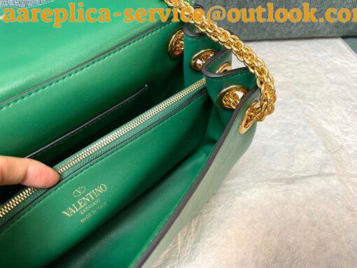 Replica Valentino Stud Sign Shoulder Bag In Green Nappa Leather 10