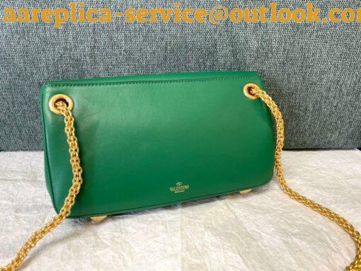 Replica Valentino Stud Sign Shoulder Bag In Green Nappa Leather 12