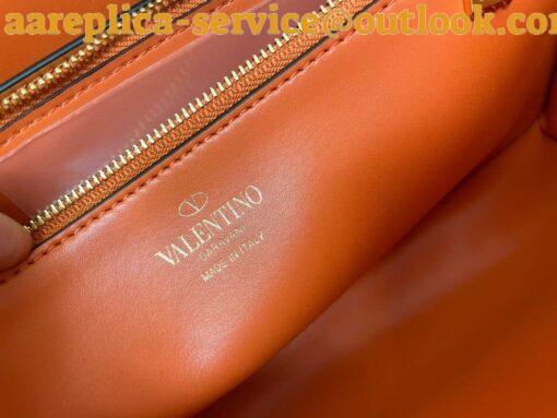 Replica Valentino Stud Sign Shoulder Bag In Orange Nappa Leather 10