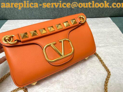 Replica Valentino Stud Sign Shoulder Bag In Orange Nappa Leather 11