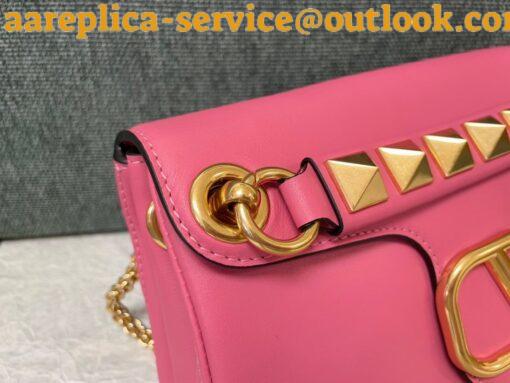 Replica Valentino Stud Sign Shoulder Bag In Pink Nappa Leather 7