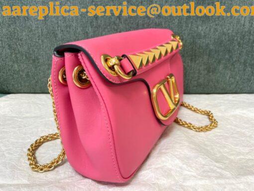 Replica Valentino Stud Sign Shoulder Bag In Pink Nappa Leather 8