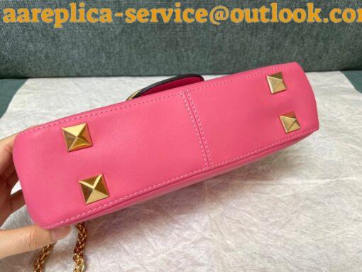 Replica Valentino Stud Sign Shoulder Bag In Pink Nappa Leather 9