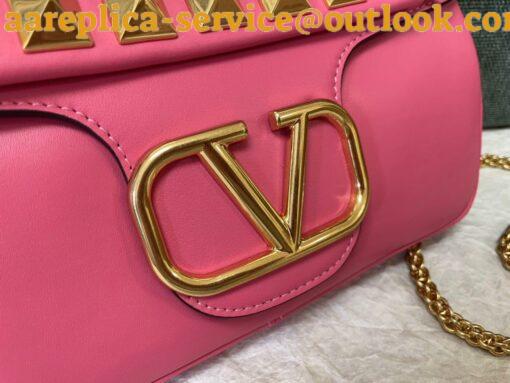 Replica Valentino Stud Sign Shoulder Bag In Pink Nappa Leather 10