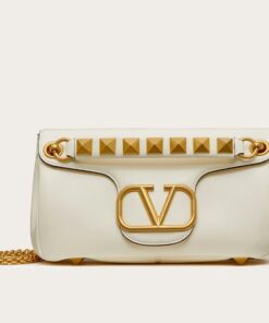 Replica Valentino Stud Sign Shoulder Bag In White Nappa Leather