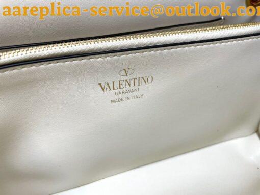 Replica Valentino Stud Sign Shoulder Bag In White Nappa Leather 9