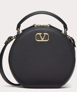 Replica Valentino VLogo Signature Mini Bag in Black Calfskin