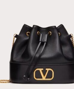 Replica Valentino VLogo Signature Mini Bucket Bag in Black Calfskin 2